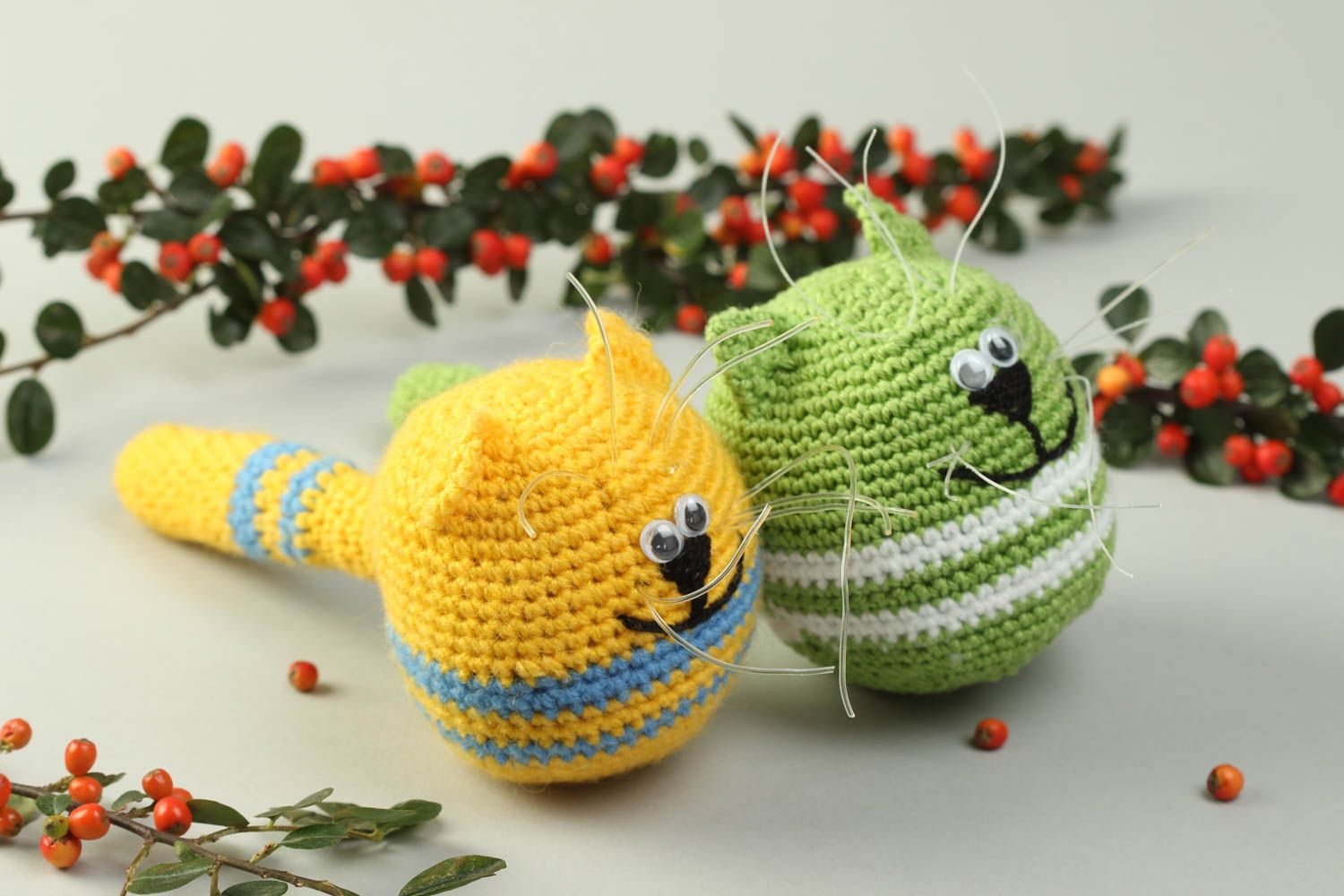 Cute handmade childrens toys crochet toy 2 pieces stuffed soft toy small gifts photo 1