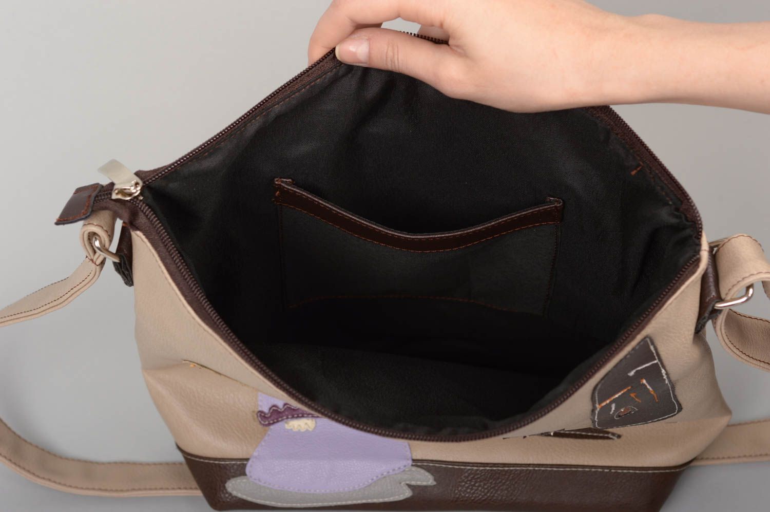 Umhängetasche Damen handmade Designer Tasche bunte Handtasche aus Kunstleder foto 4
