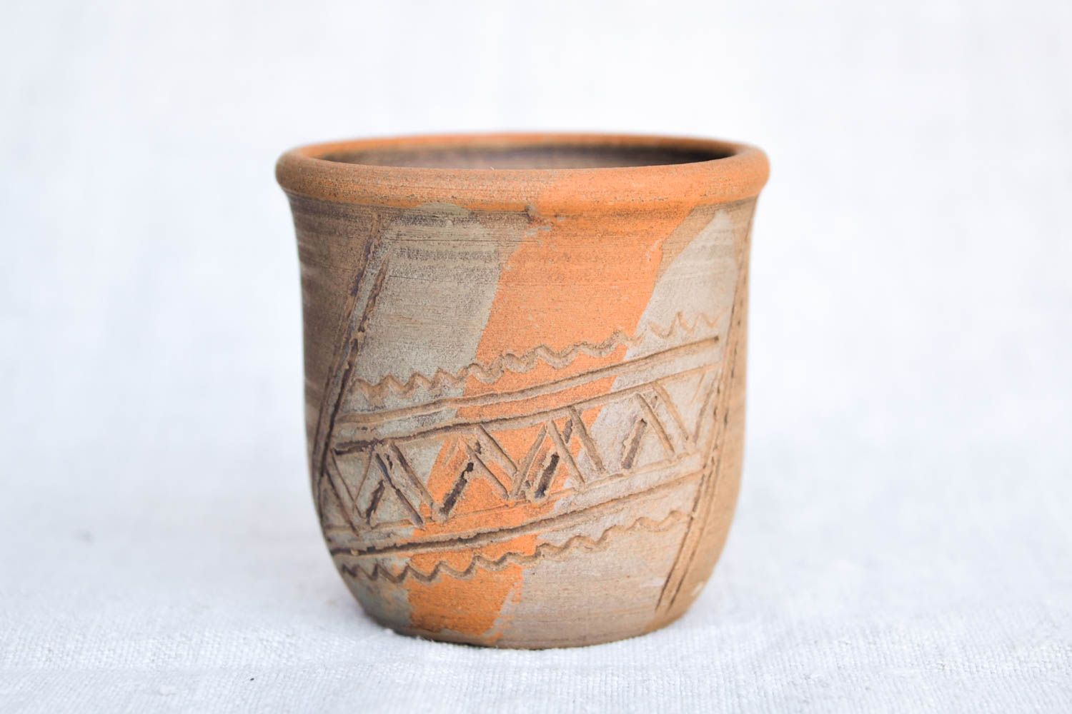 Becher aus Ton handmade Keramik Geschirr Küchen Deko 150 ml öko rein bemalt foto 3