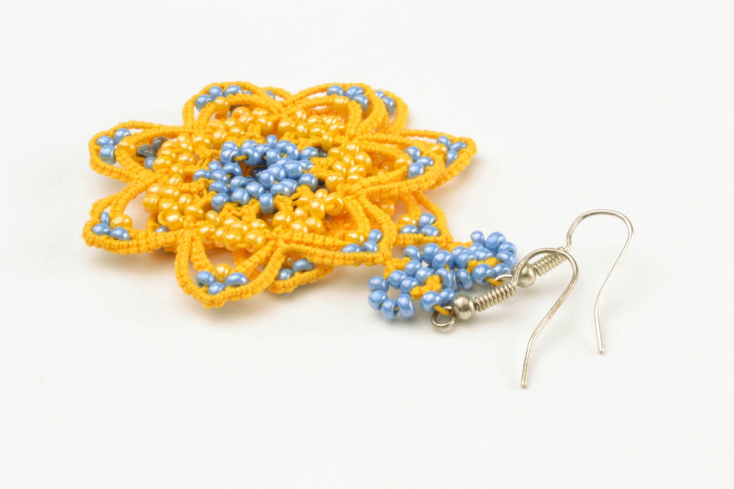 Lace earrings made using tatting technique photo 5