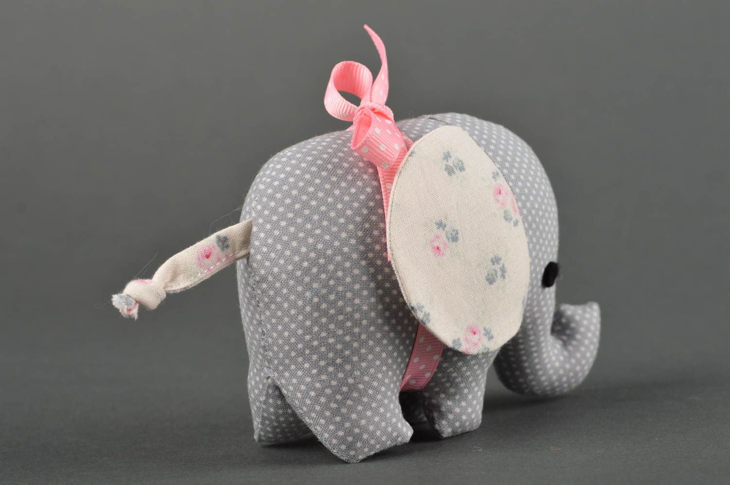 Игрушка слон хэнд мэйд интерьерная игрушка декор для детской серый в горошек фото 5