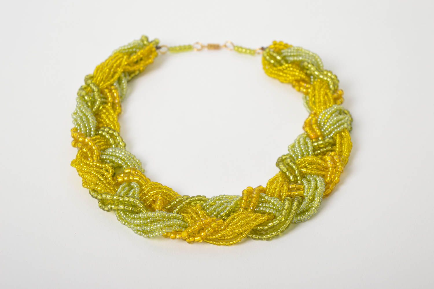 Damen Halskette handgemacht Designer Schmuck grün gelb Frauen Accessoire  foto 2