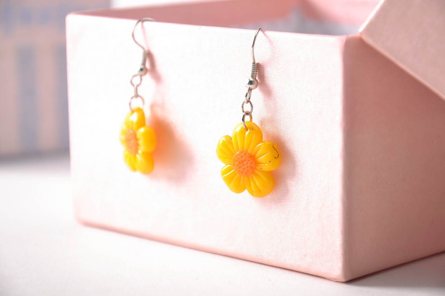 Earrings made of polymer clay Buttercups photo 1