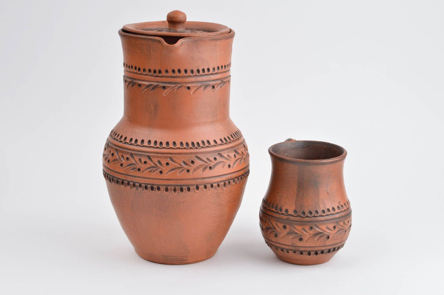 Handmade Geschirr Set Keramik Tasse und Krug aus Ton schönes Öko Geschirr foto 3