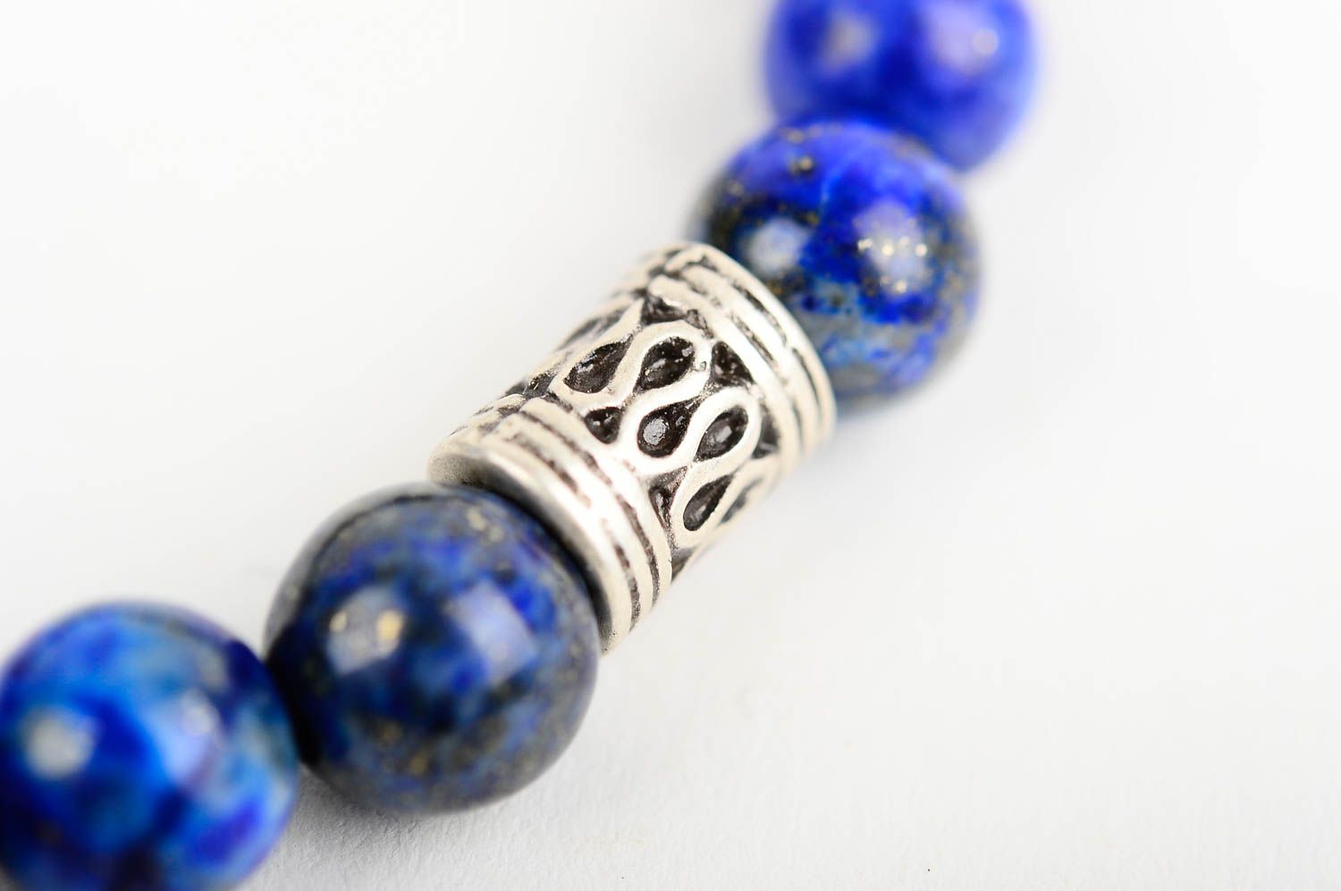 Bracelet pierres naturelles Bijou fait main bleu Accessoire pour femme photo 4