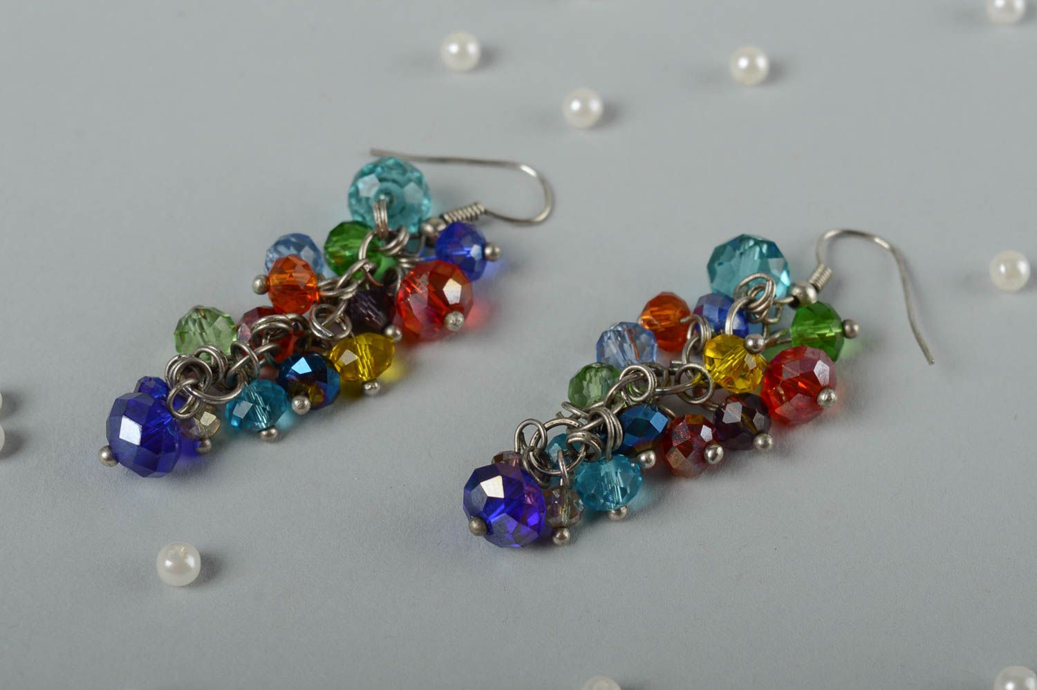 Handmade Kristall Ohrringe ausgefallener Ohrschmuck Designer Accessoire bunt foto 1