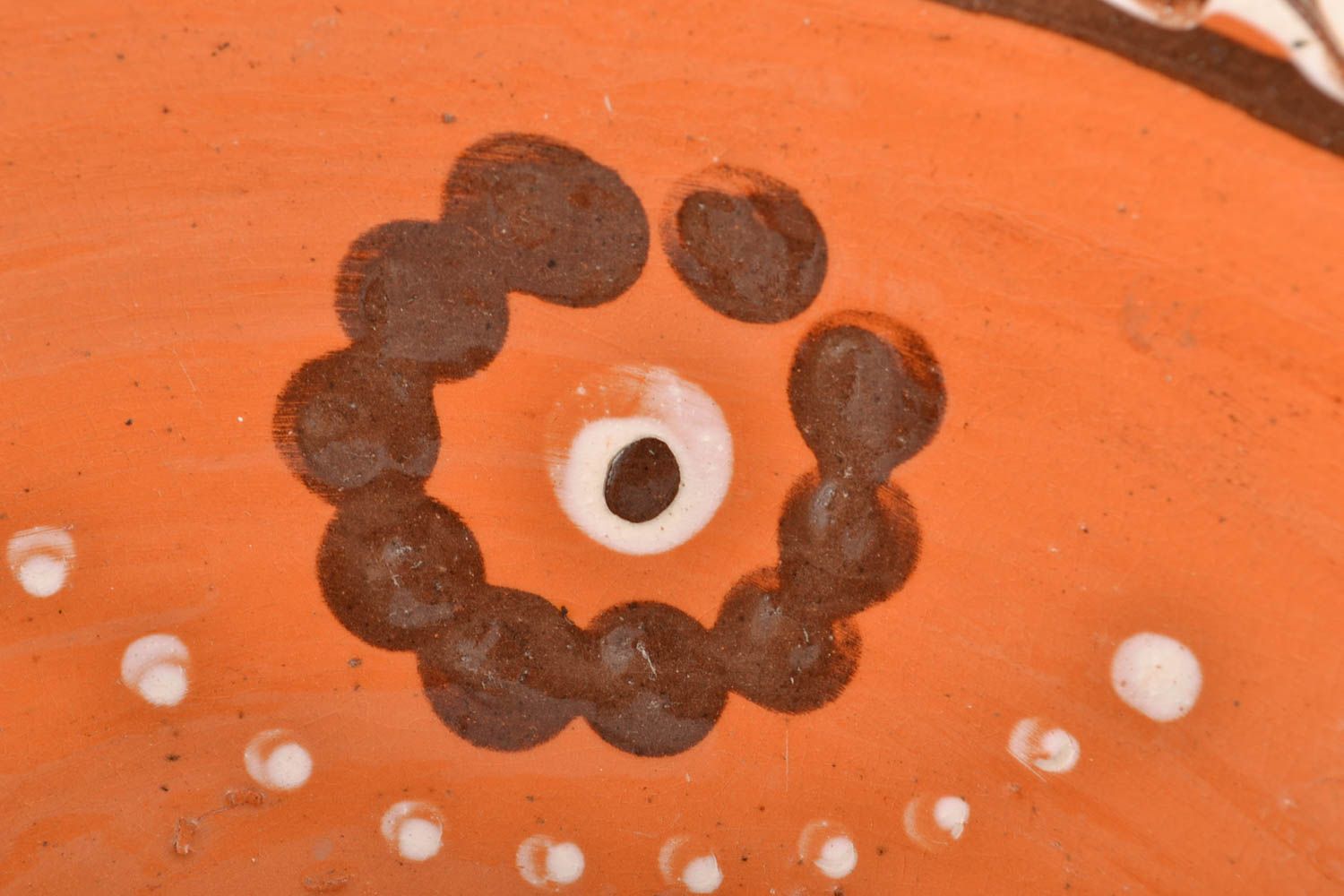 Bol en terre cuite peint d'engobes fait main original rond de style ethnique photo 3