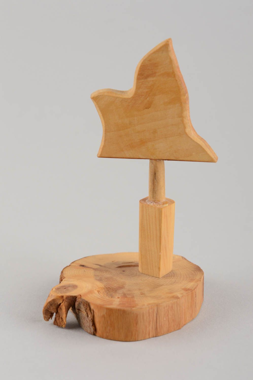 Handmade decorative wooden figurine eco friendly organic statuette on stand photo 2
