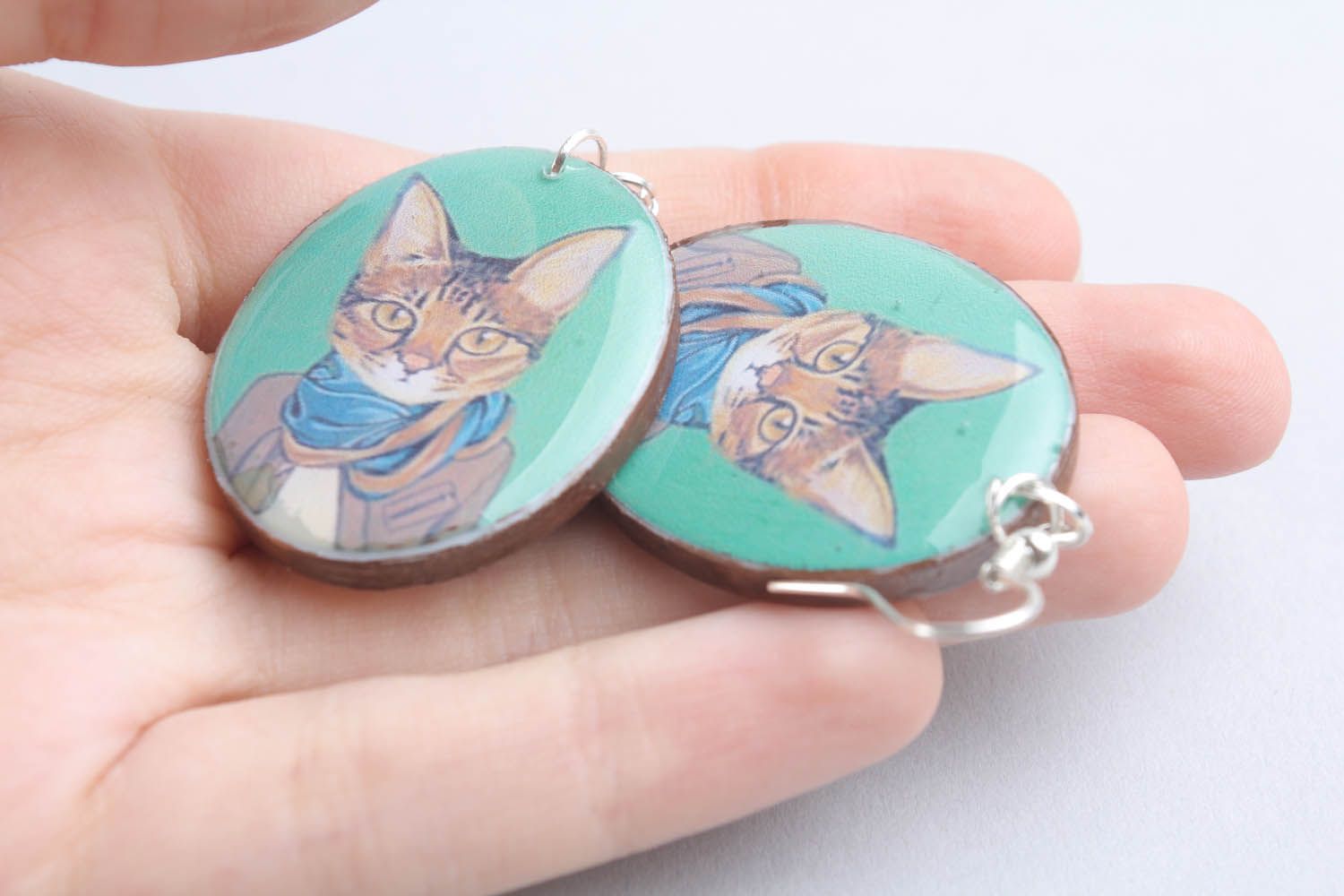Round earrings Cats photo 2