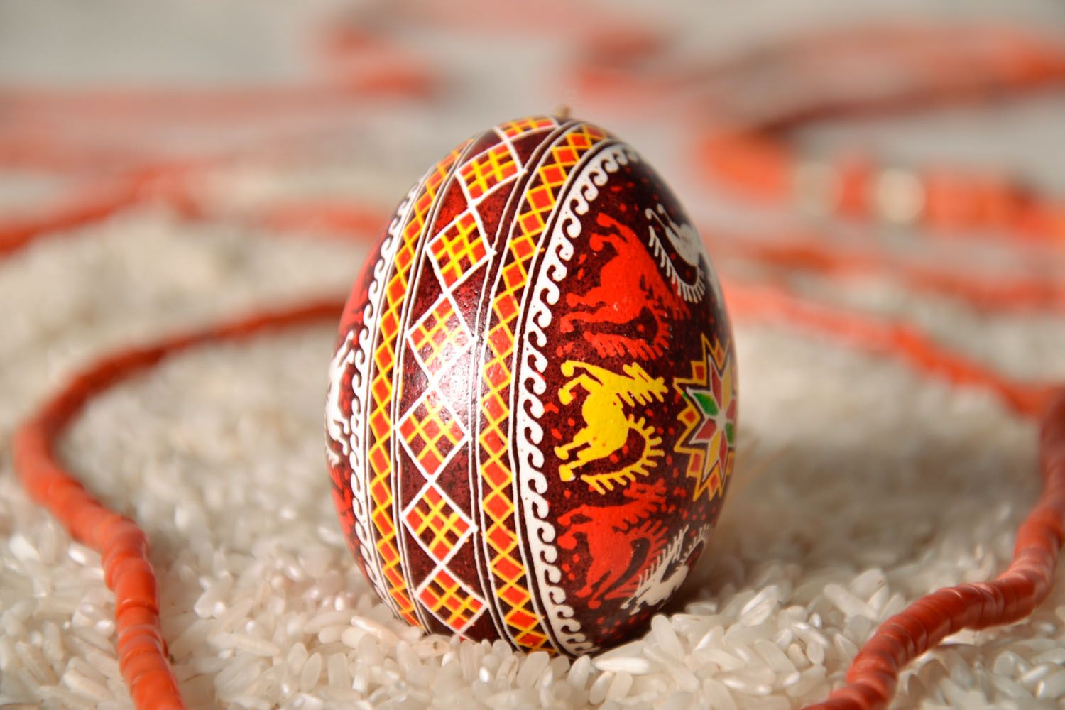 Oeuf de Pâques à suspendre fait main décoratif multicolore de style ethnique photo 1