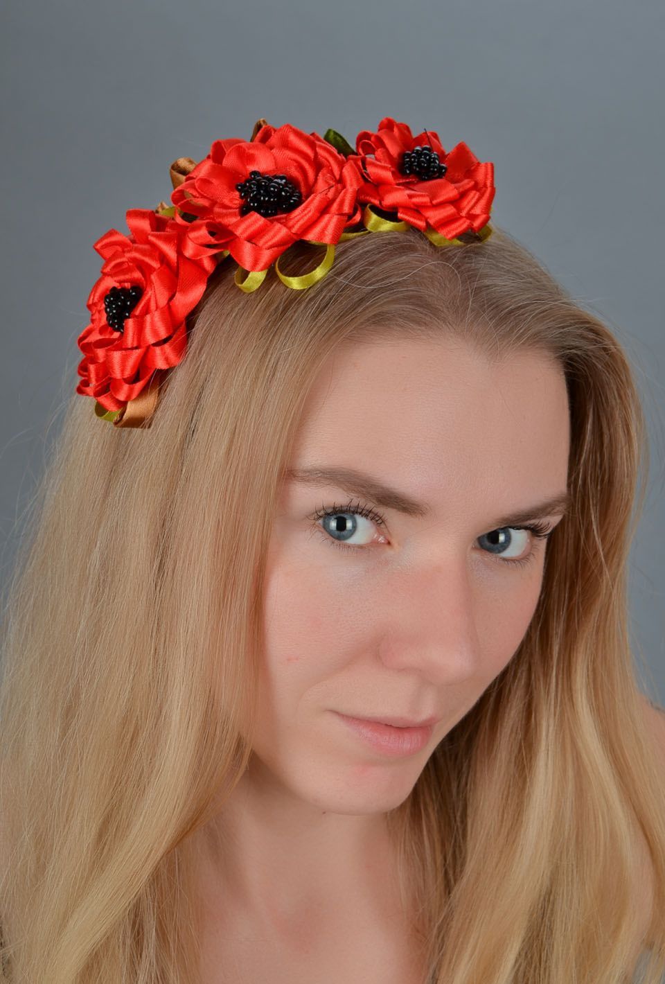 Ribbon head wreath Red Poppies photo 1