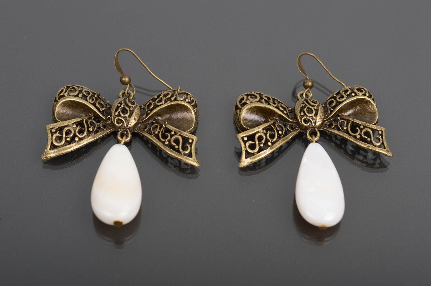 Unusual handmade metal earrings gemstone earrings fashion accessories for girls photo 1