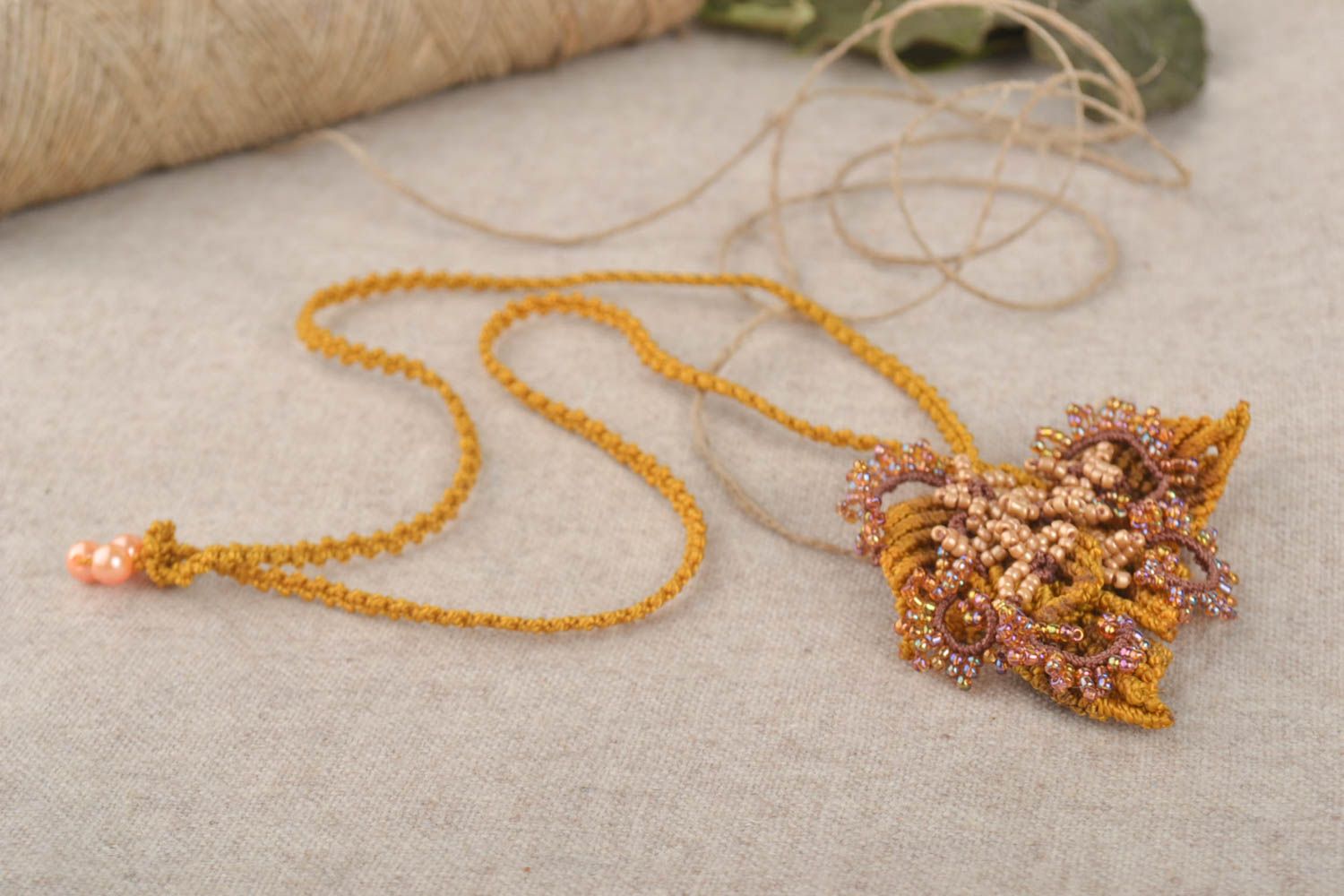 Handmade neck jewelry beautiful beaded pendant stylish flower accessory photo 1