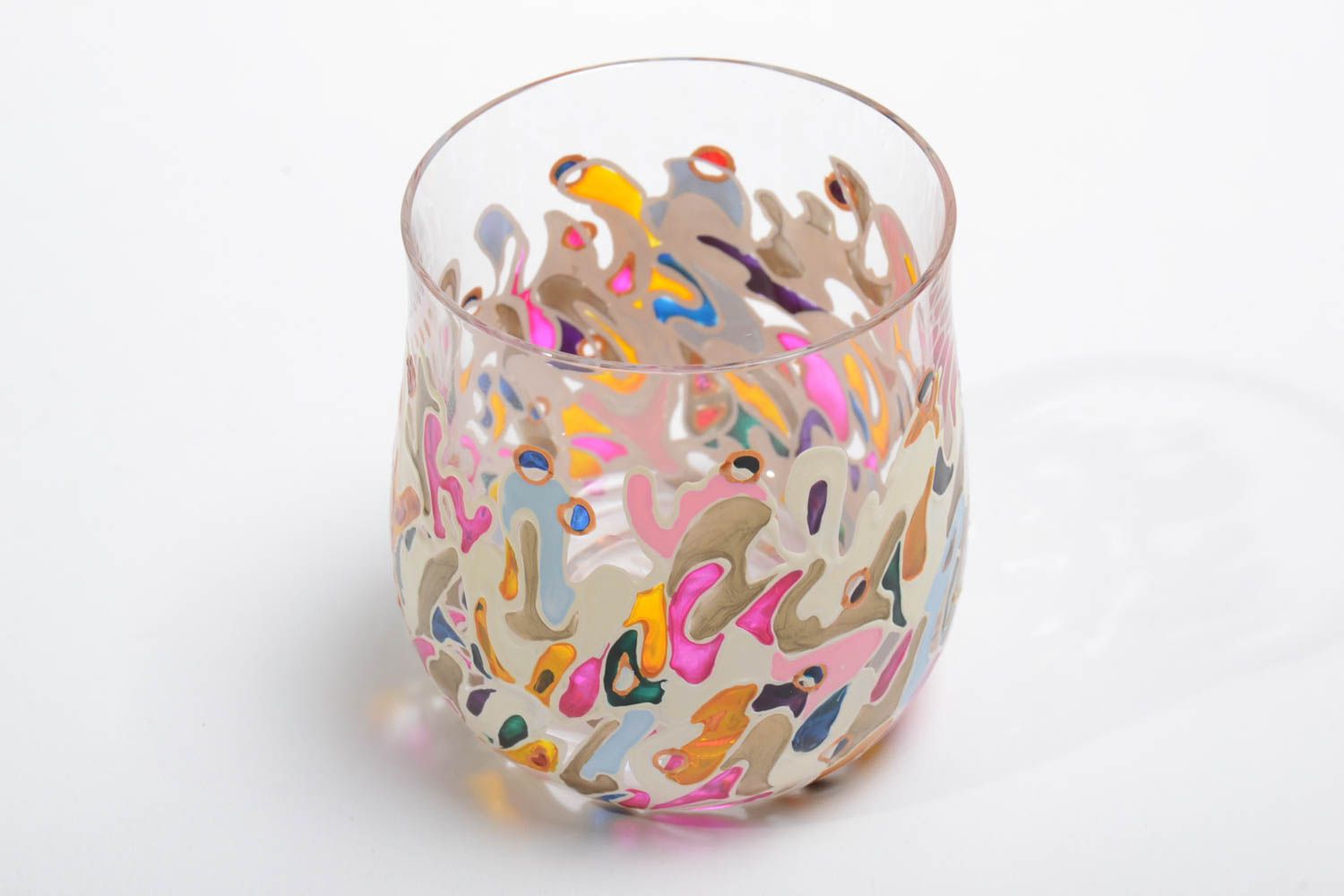 Bemaltes Glas handgemachtes Geschirr Glas mit Muster bunt schön 100 ml foto 4
