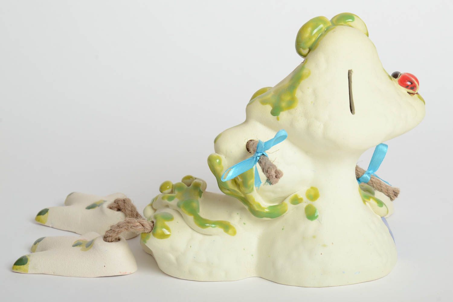 Lustige Spardose handgemachte Keramik Ton Deko Geschenk für Kinder klein Frosch  foto 5