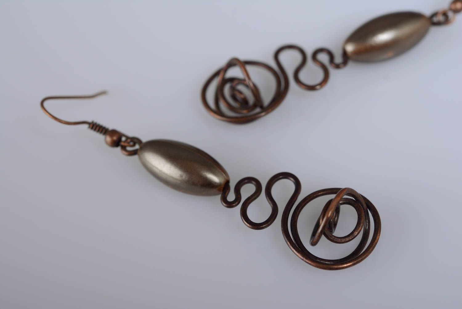 Exklusive Wire Wrapping Ohrringe aus Kupfer für Fashionista reine Handarbeit foto 2