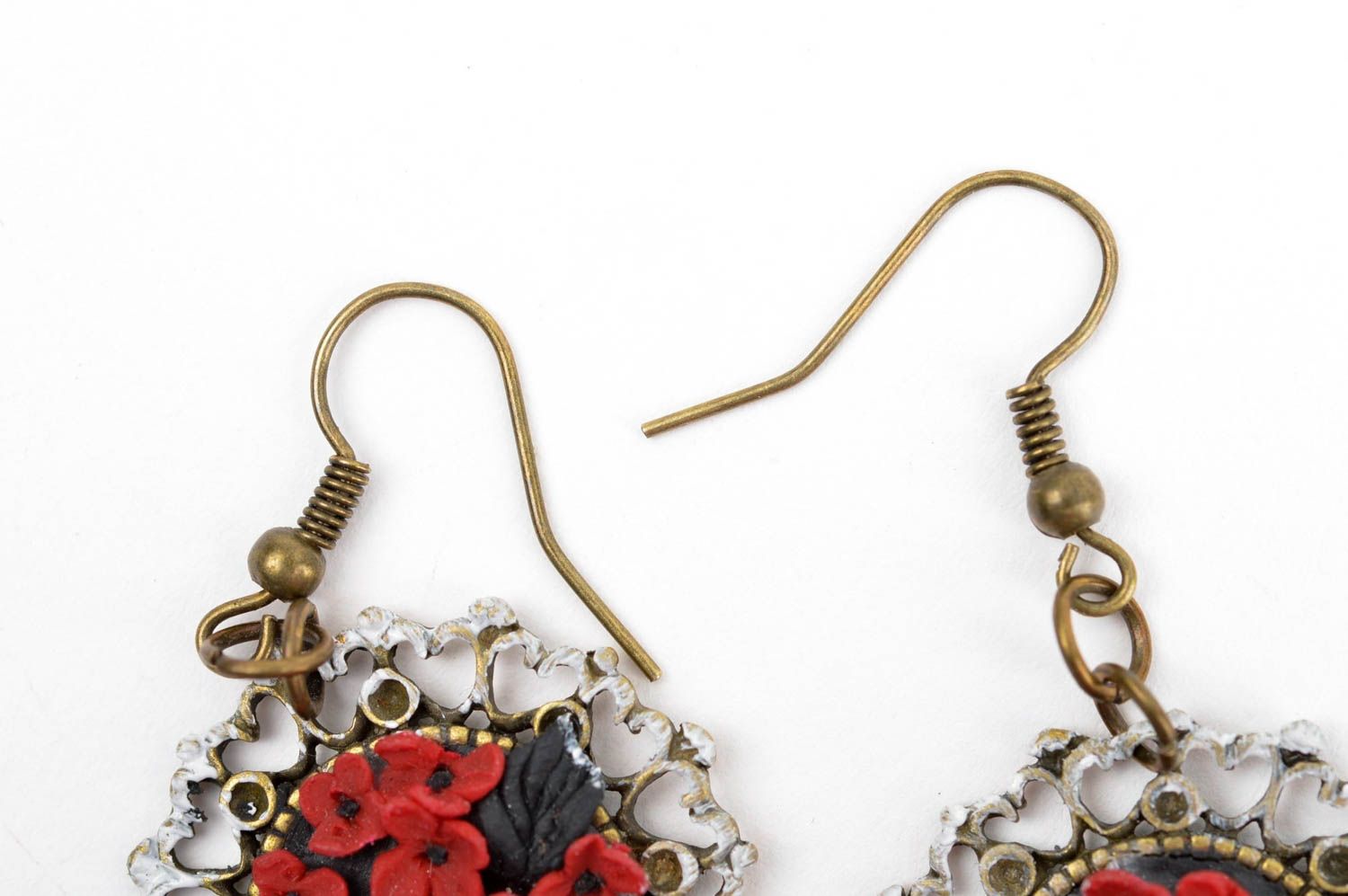 Handmade stylish cute earrings polymer clay earrings jewelry in vintage style photo 4
