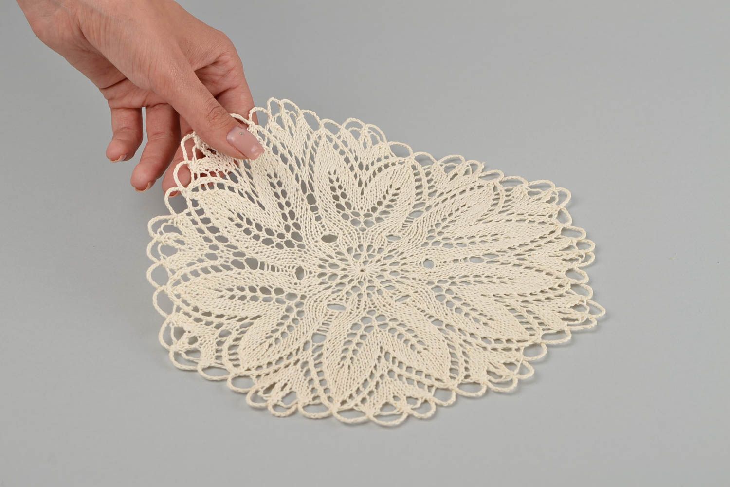 Knitted napkin handmade designer tablecloth for stylish interior decoration photo 2