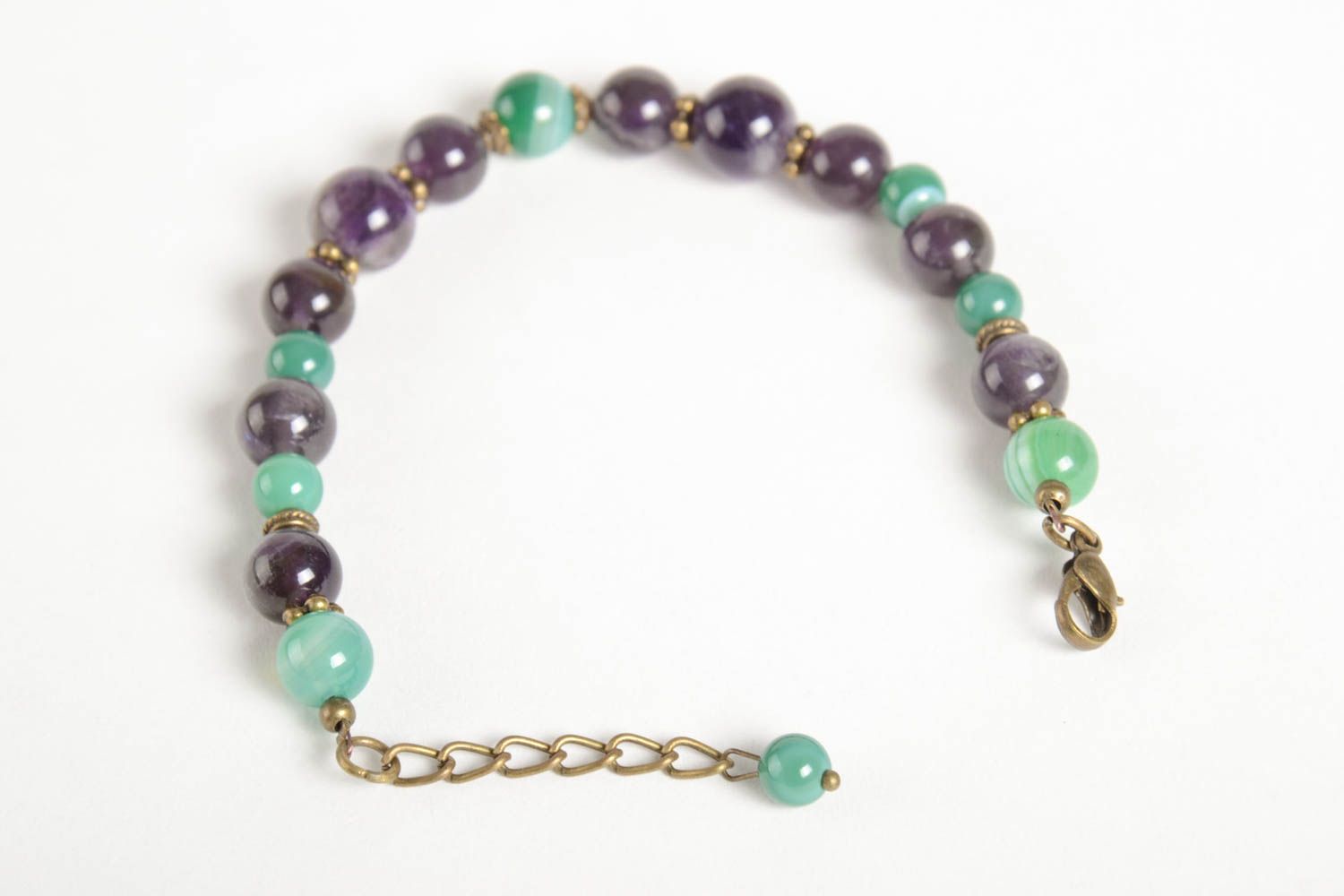 Bracelet pierres naturelles Bijou fait main vert violet Accessoire femme photo 3