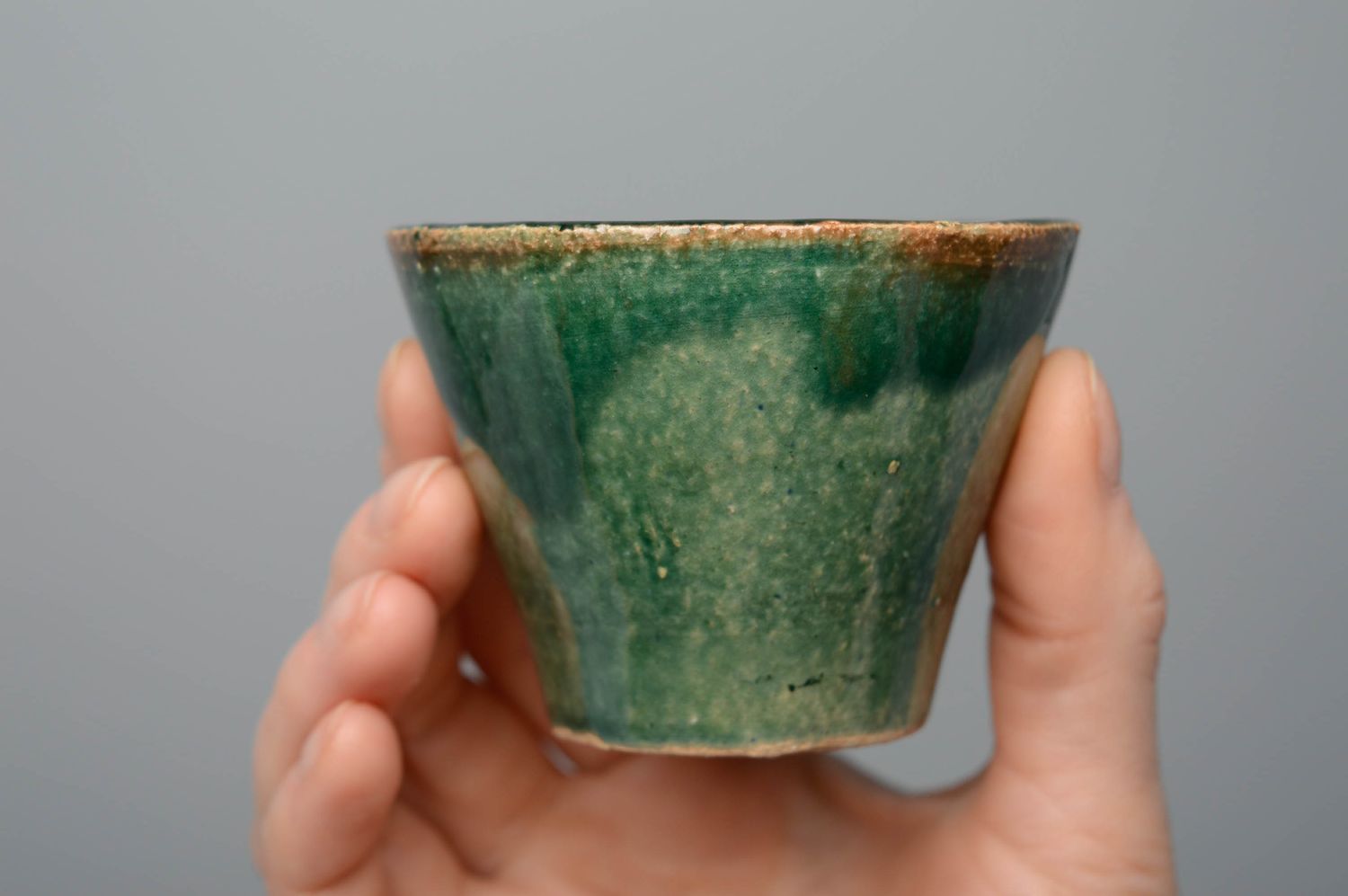 Copa cerámica pintada con engobes 75ml foto 2