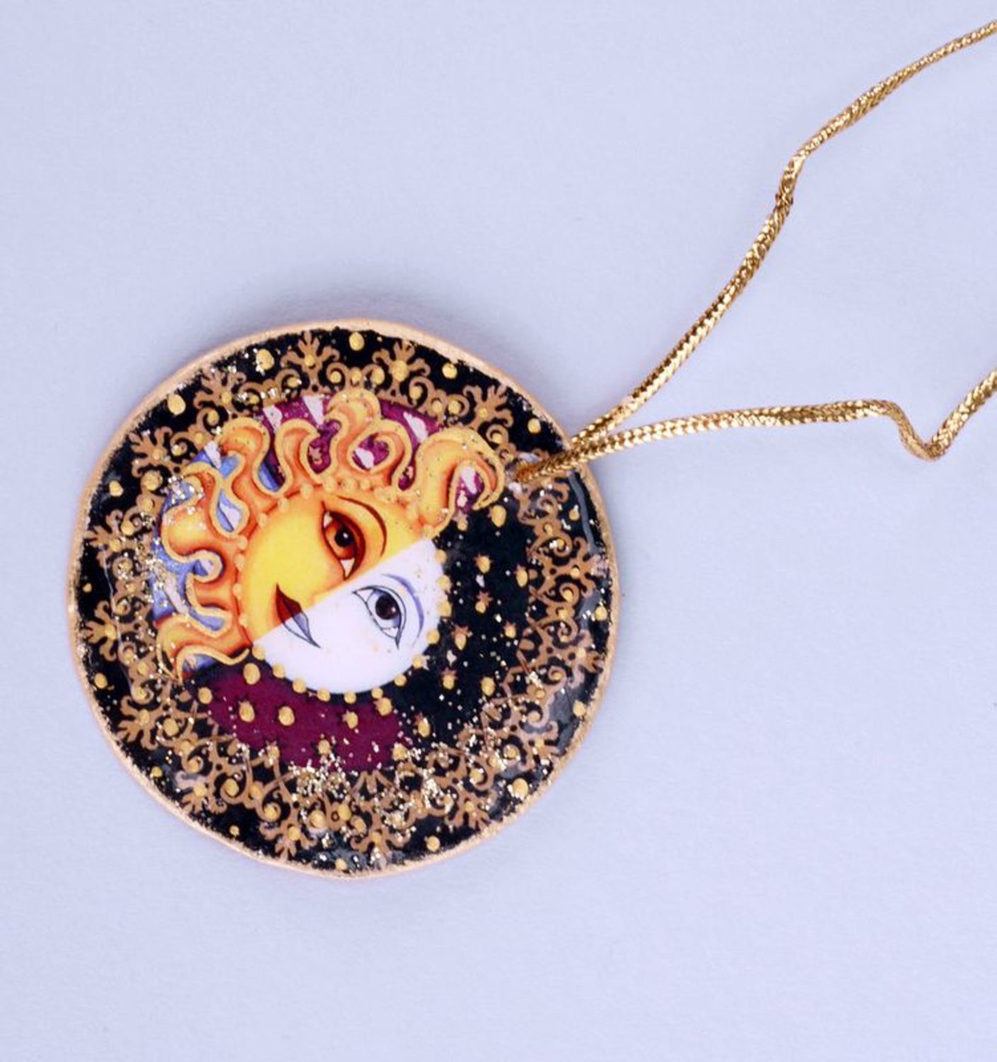 Pendant made from white clay Yin-Yang photo 3