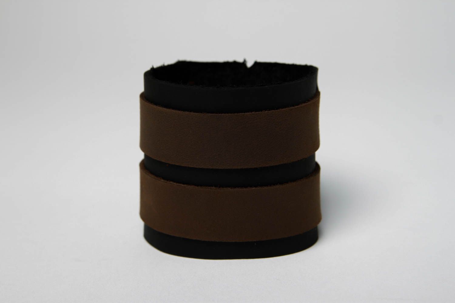 Bracelet cuir Bijou fait main brun foncé large Accessoire en cuir original photo 5