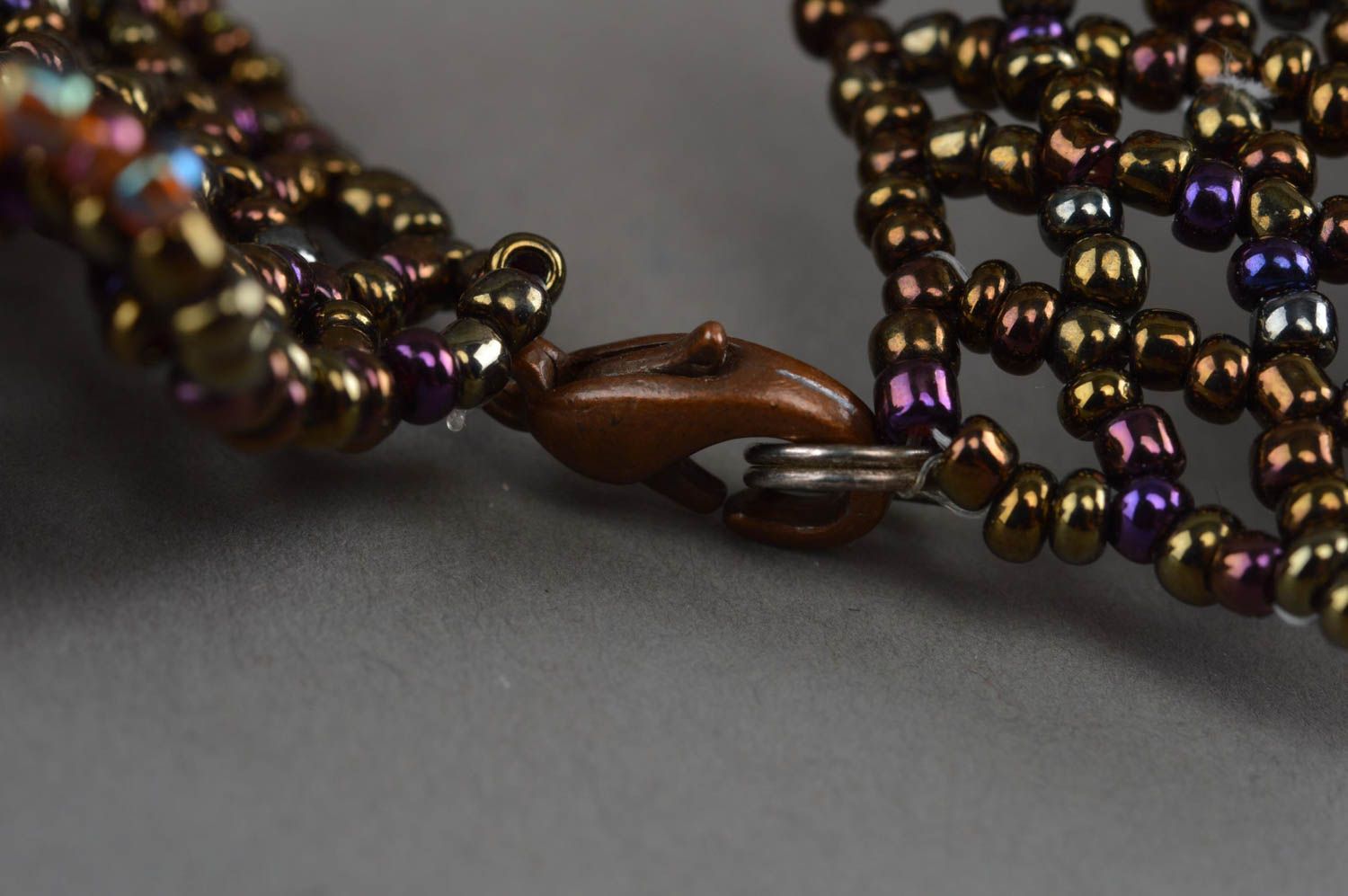 Ожерелье из бисера необычного дизайна ошейник стильное коричневое хэнд мейд фото 5