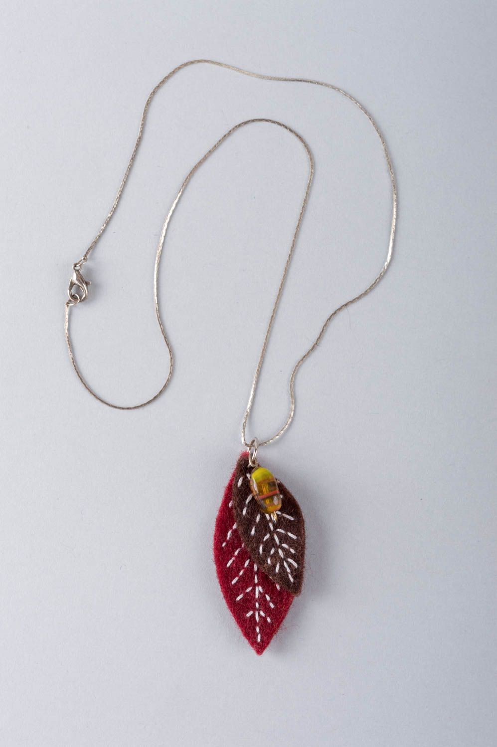 Handmade designer woolen pendant felt necklace accessories present for girl photo 3