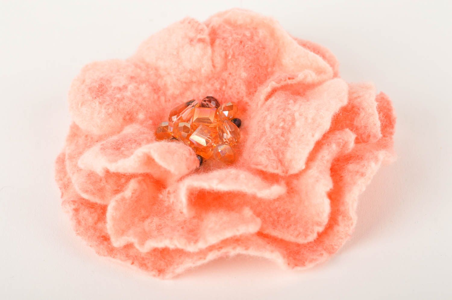 Broche fleur rose Bijou fait main en laine feutrée grande Cadeau femme photo 2