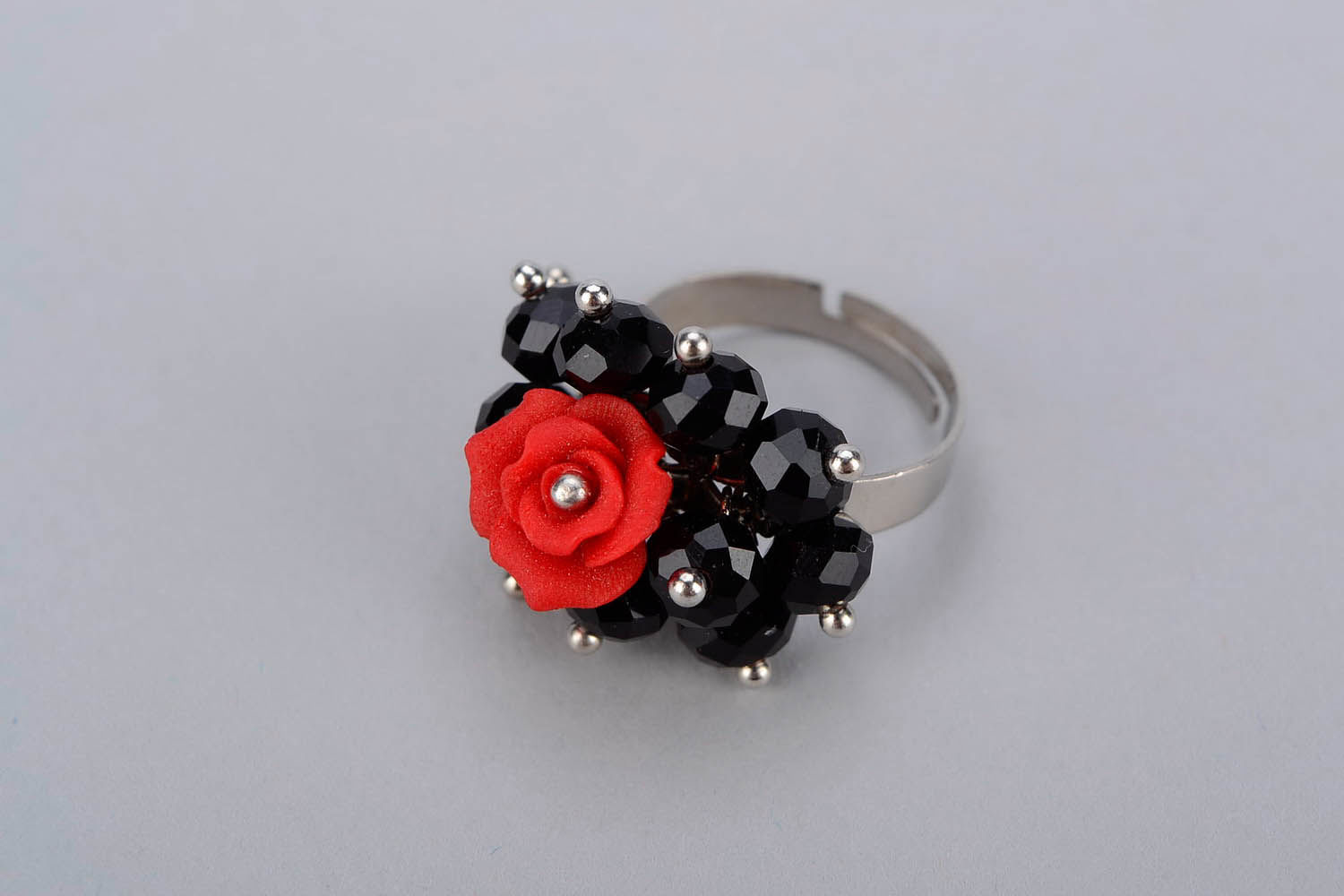 Кольцо черно-красное Аленький цветочек фото 4