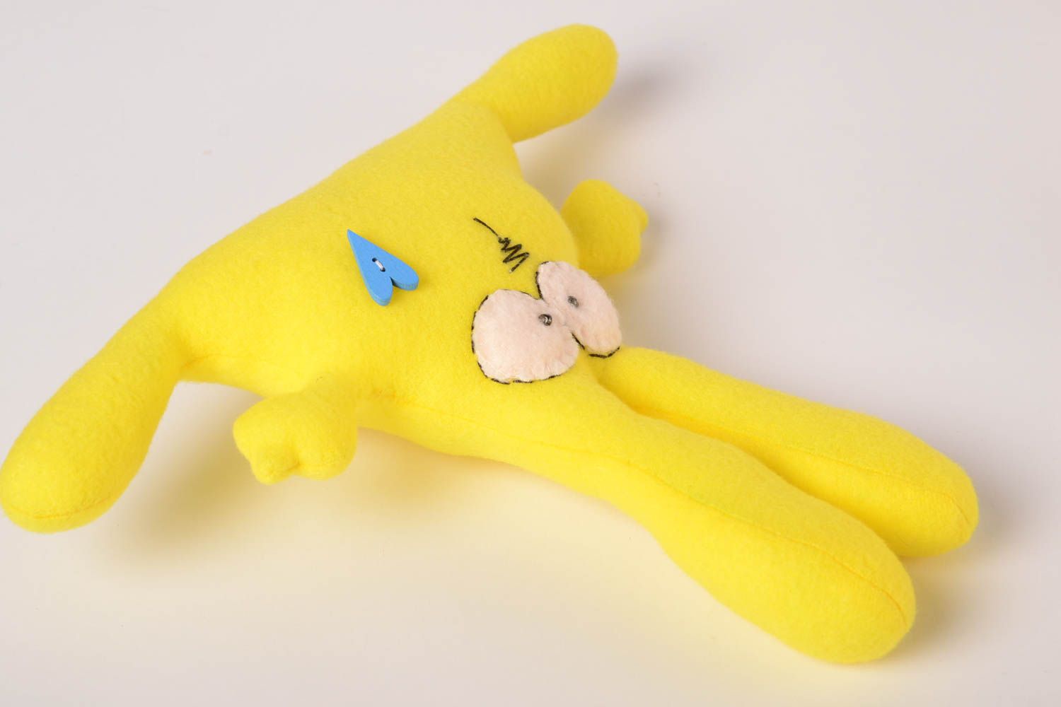Peluche lièvre jaune faite main Jouet enfant mignon Cadeau original tissu photo 3
