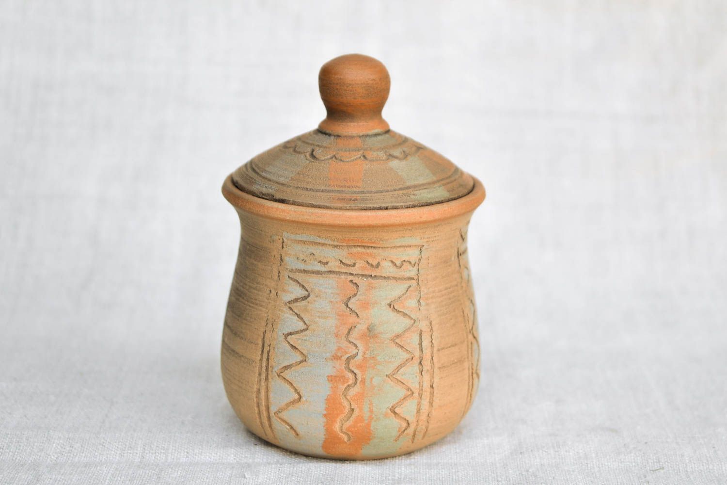 Sucrier céramique fait main Pot à sucre en argile à motifs Vaisselle originale photo 3