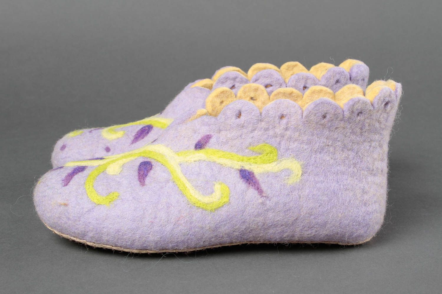 Handmade felted lilac slippers home woolen slippers warm stylish present photo 4