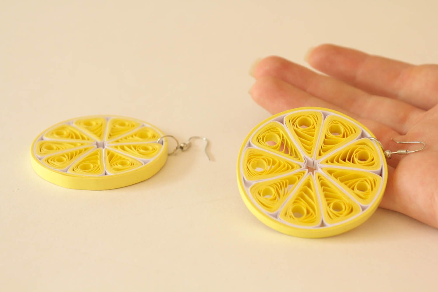 Round handmade earrings Lemons photo 5