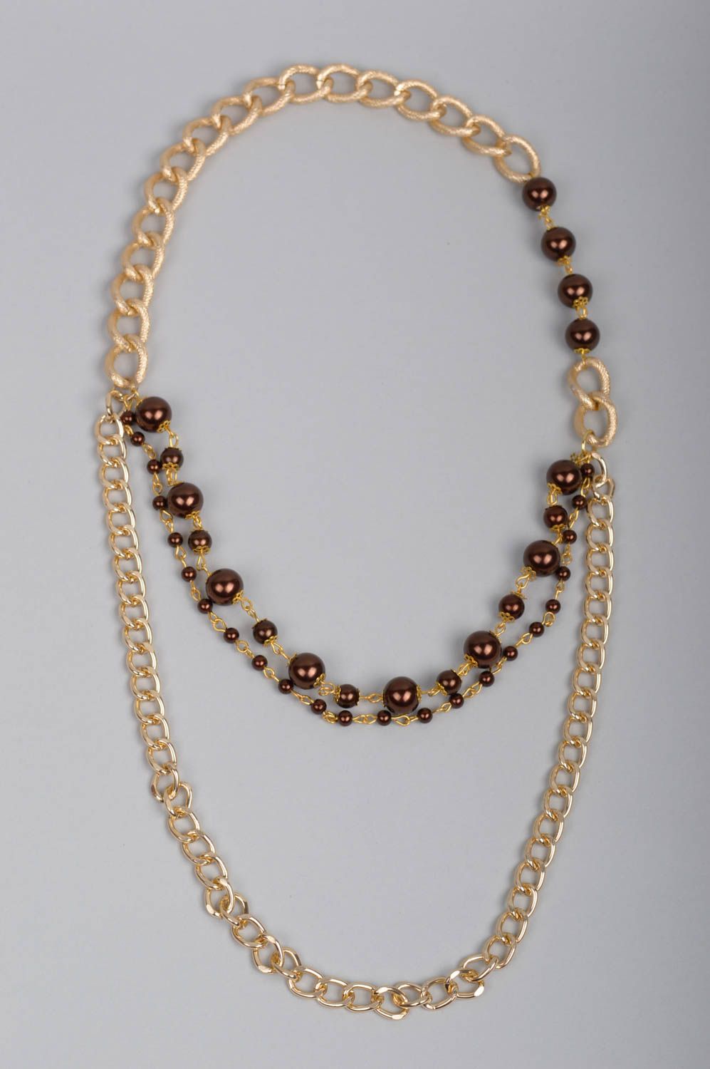 Ожерелье из бусин украшение ручной работы красивая бижутерия из цепей и бусин фото 5