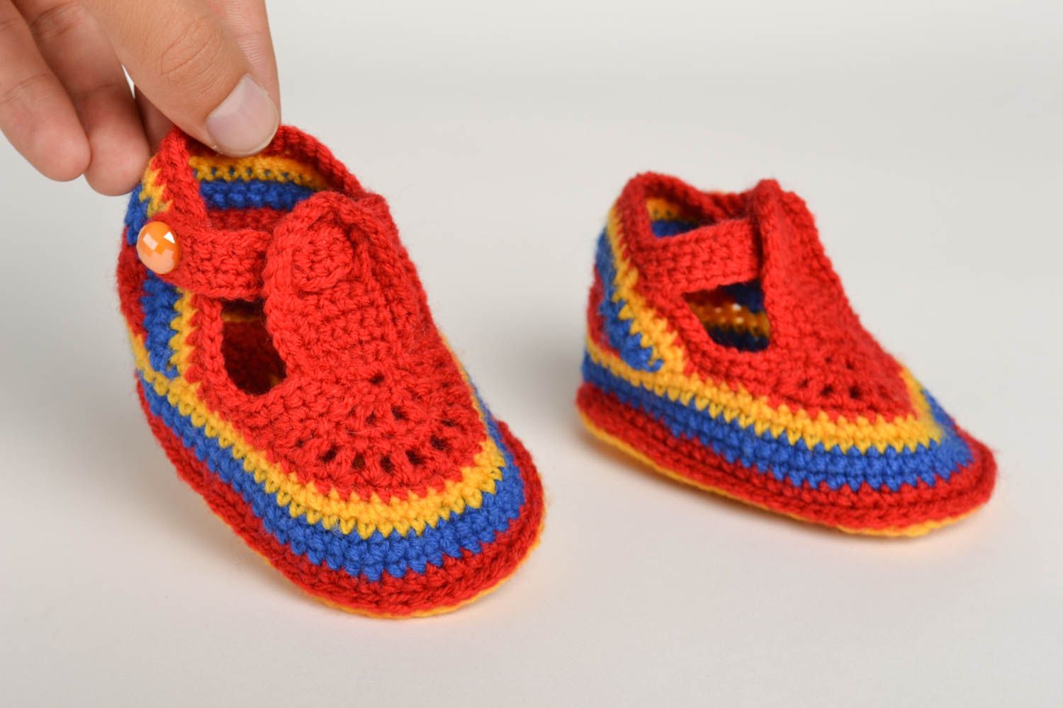 Gehäkelte Babyschuhe handgefertigte Schuhe Geschenke für Kleinkinder rot foto 5