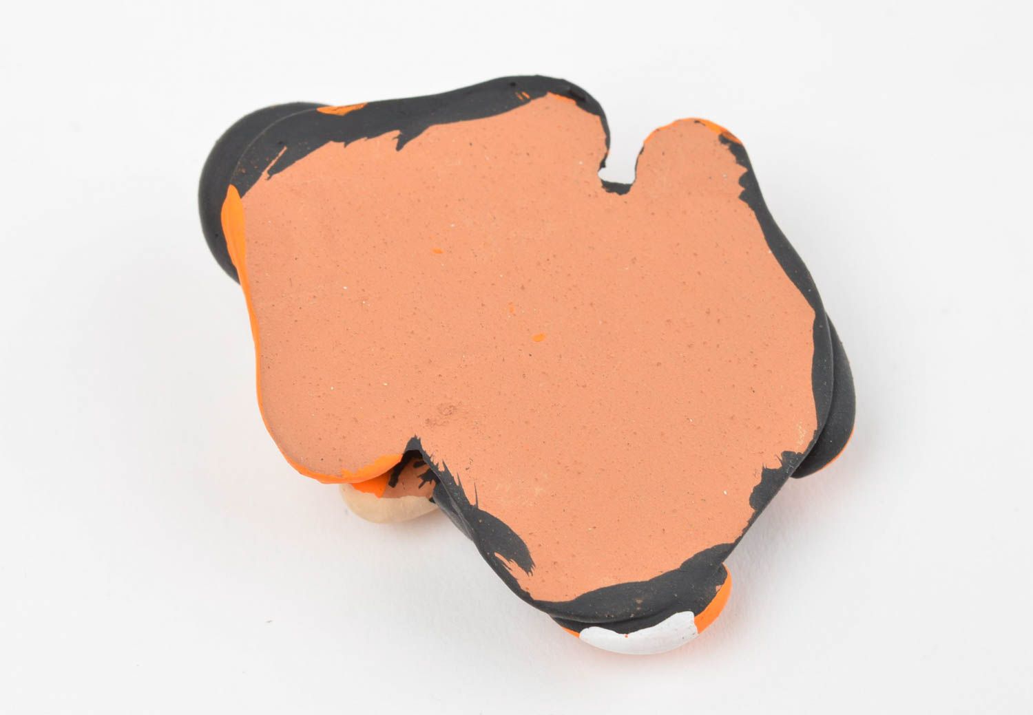 Magnet chien en céramique noir-orange amusant pour réfrigérateur fait main photo 4
