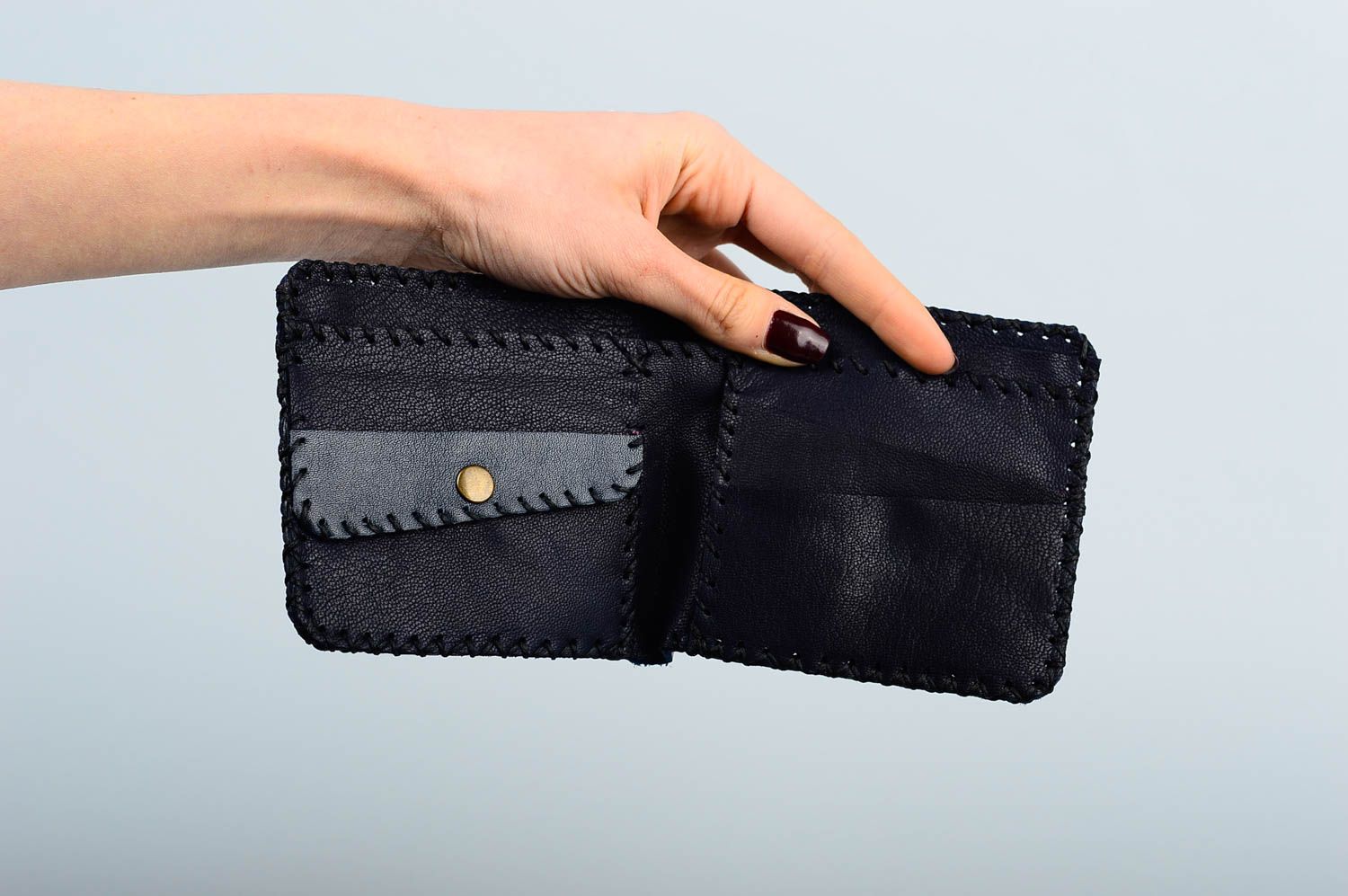 Unusual handmade leather wallet elegant wallet for men gentlemen only photo 2