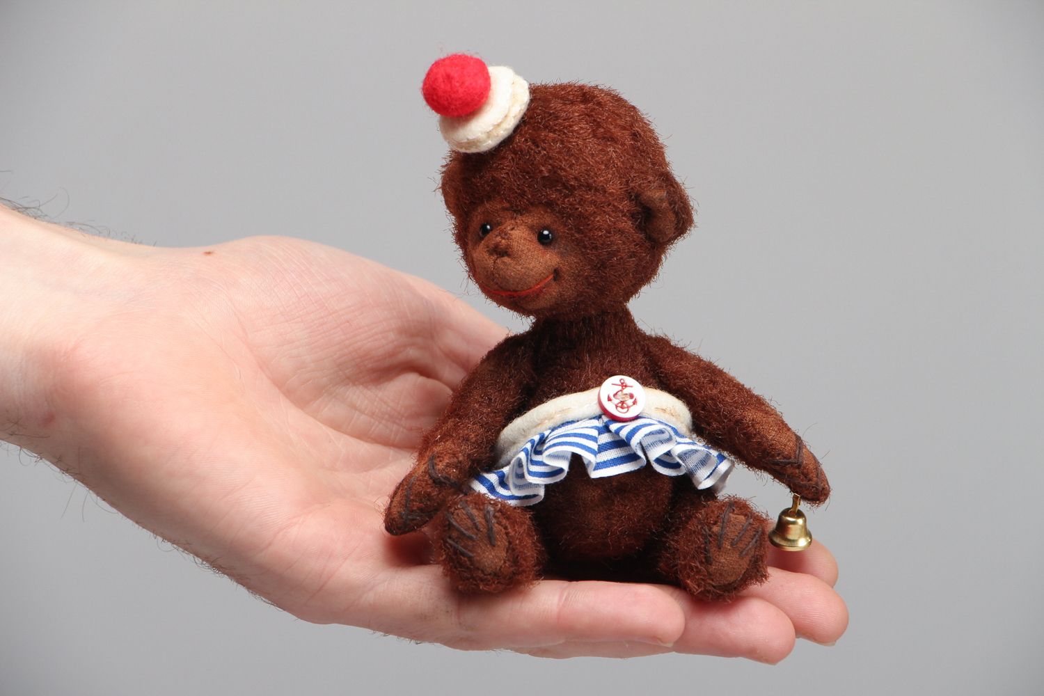 Peluche singe marron petite vintage de collection faite main cadeau enfant photo 4