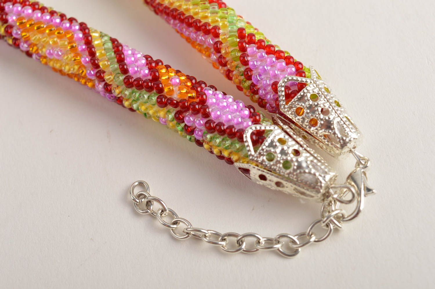 Unusual handmade bead necklace beaded cord necklace costume jewelry designs photo 4