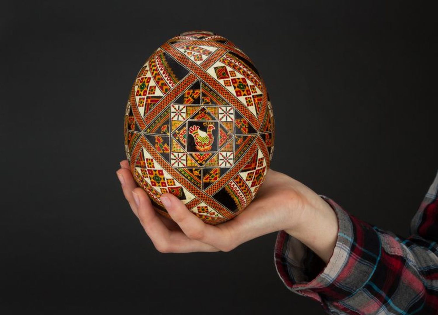 L'uovo decorativo fatto a mano L'uovo dipinto a mano L'uovo pasquale ucraino 
 foto 5