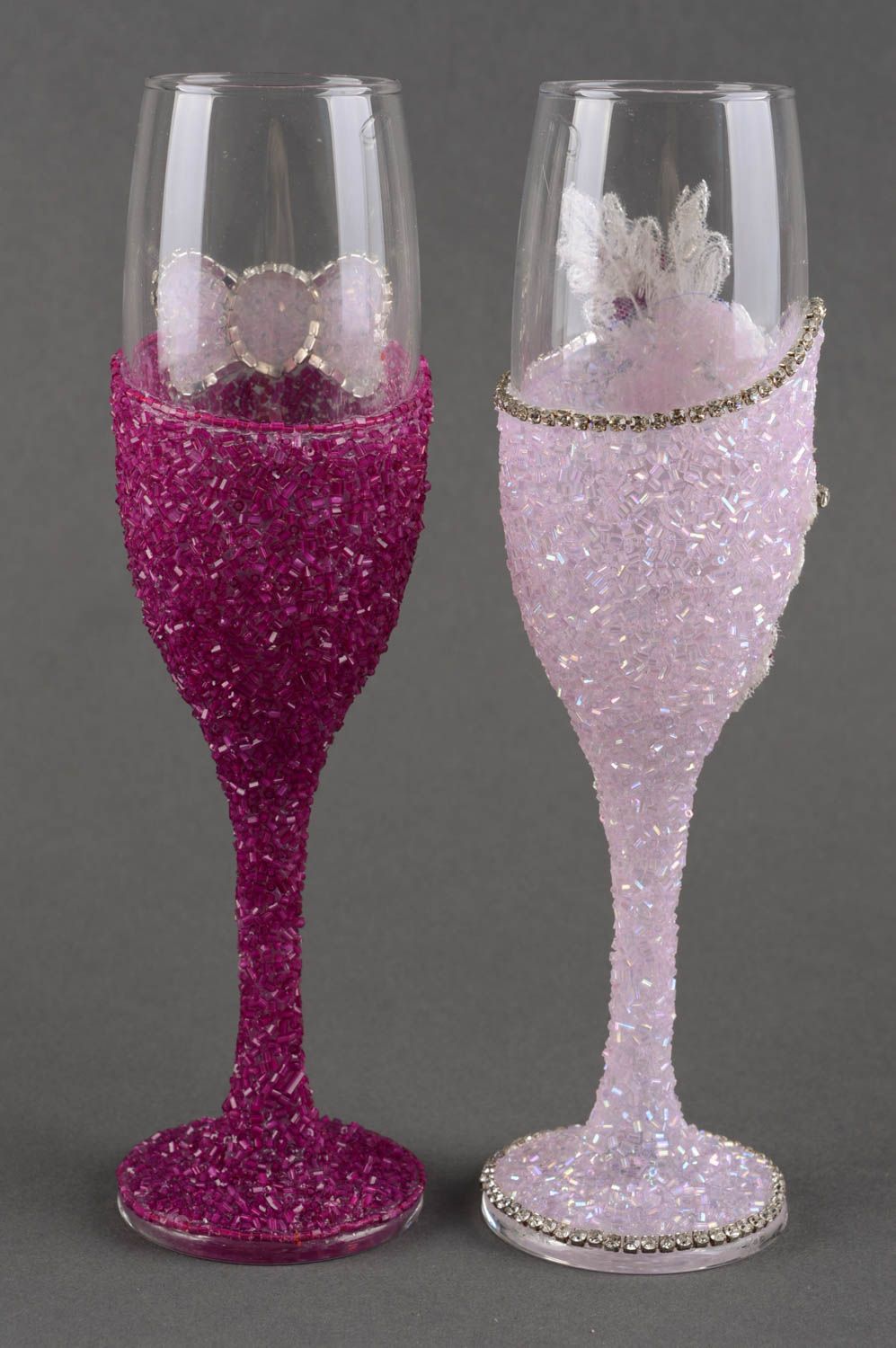 Свадебные бокалы изделия ручной работы авторские бокалы фиолетовый блеск фото 5