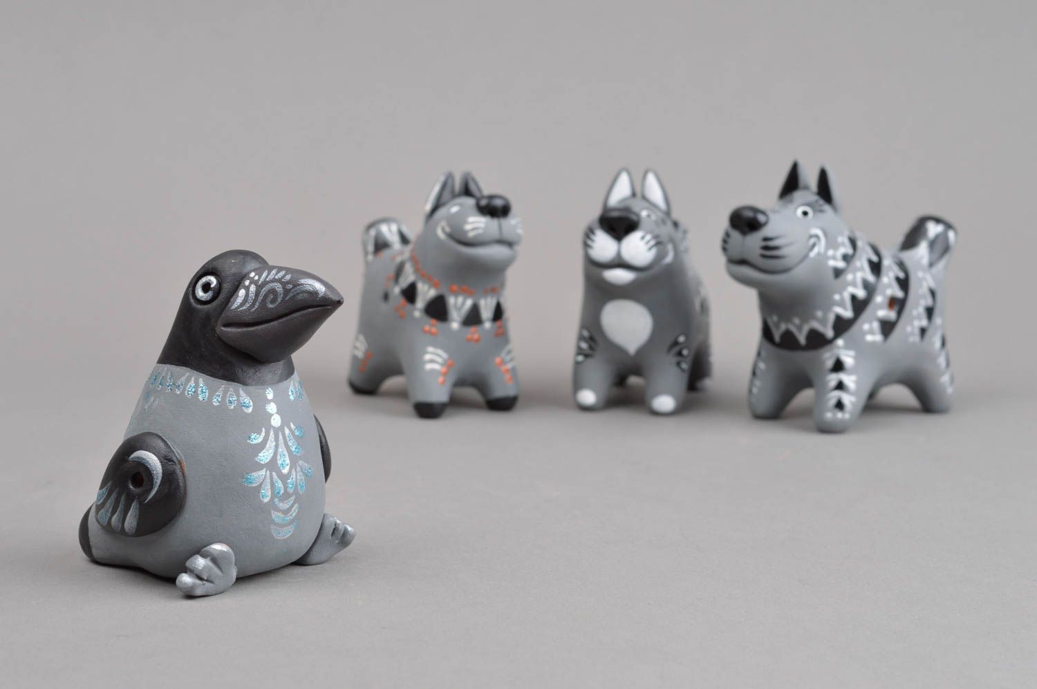 Керамические сувениры хэнд мейд набор игрушек из глины свистульки из глины 4 шт фото 3