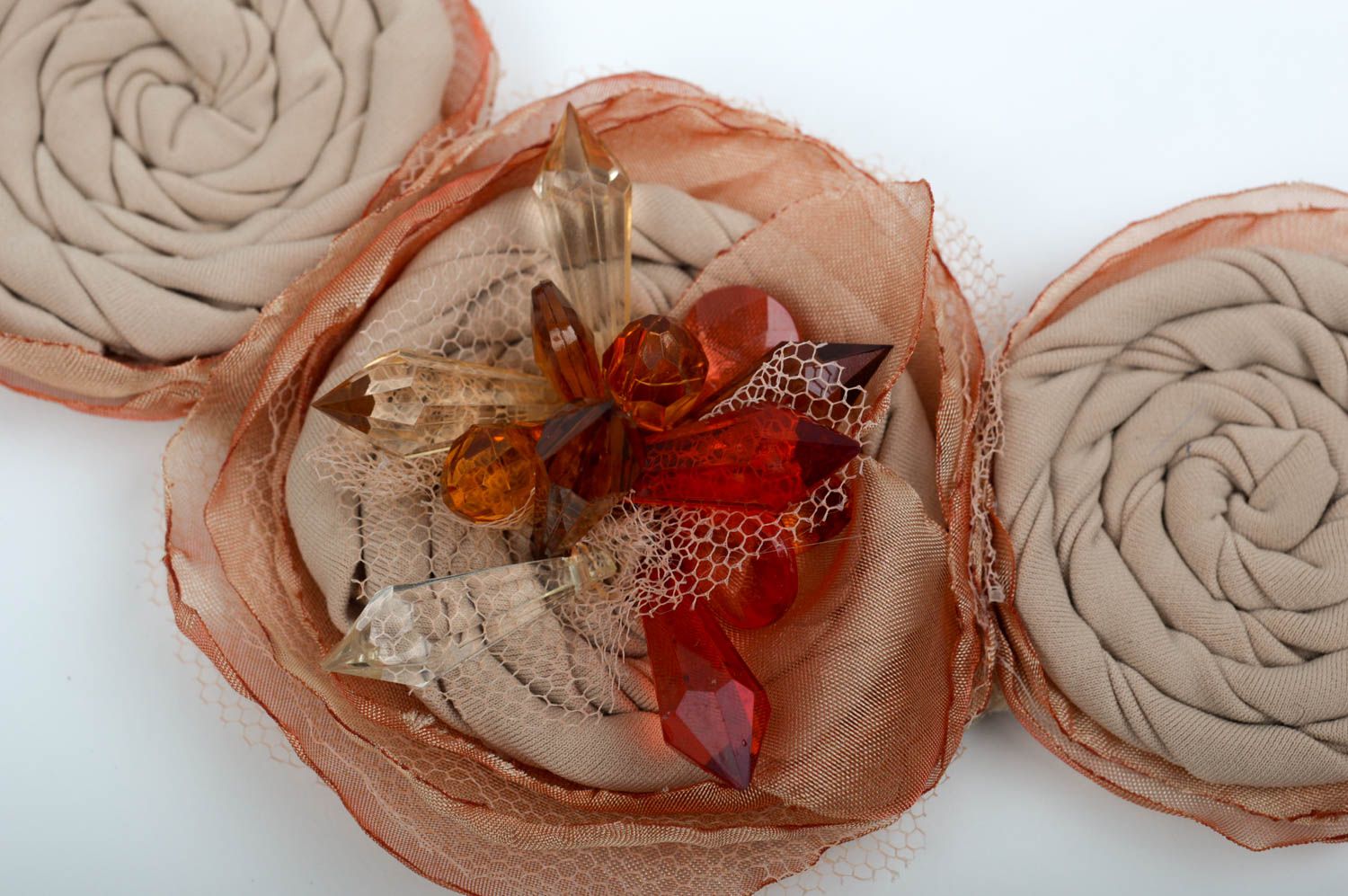 Handmade Stoff Collier Halsschmuck für Damen Frauen Accessoire massiv elegant foto 5