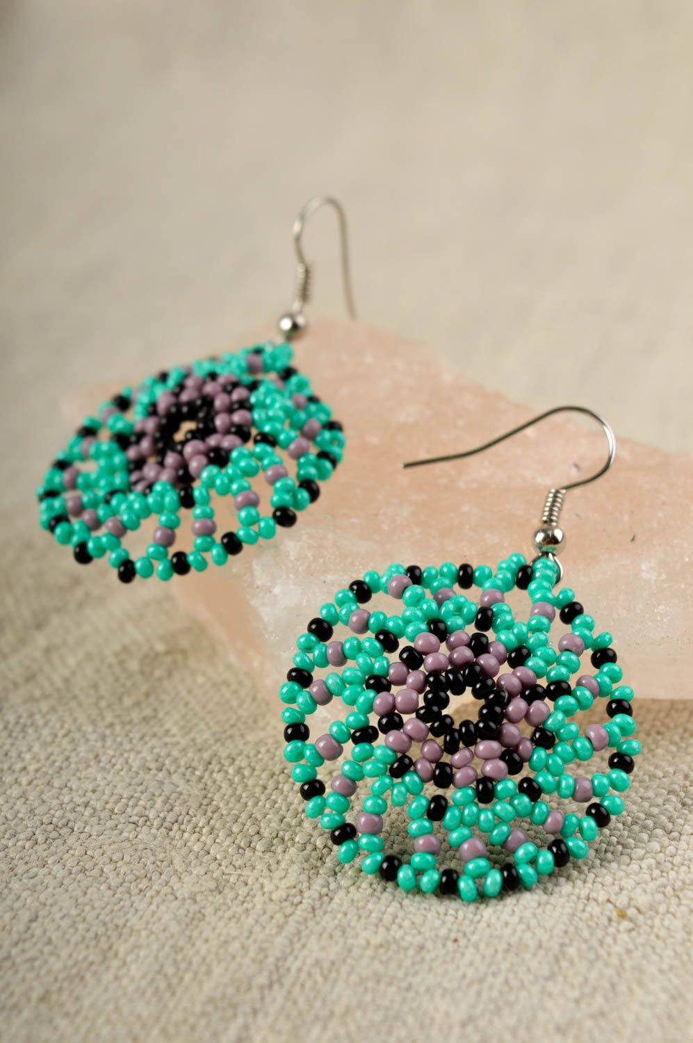 Handmade cute earrings unusual beaded earrings bright unusual jewelry photo 1