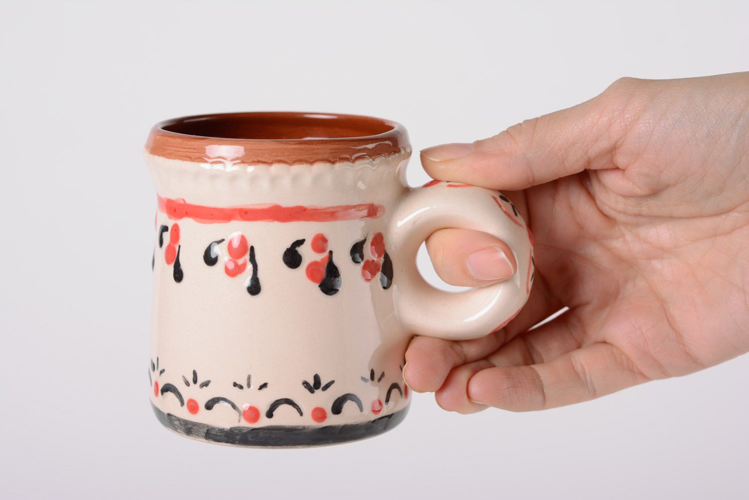 Clay handmade mug for tea and coffee with painting majolica ceramics home decor photo 5