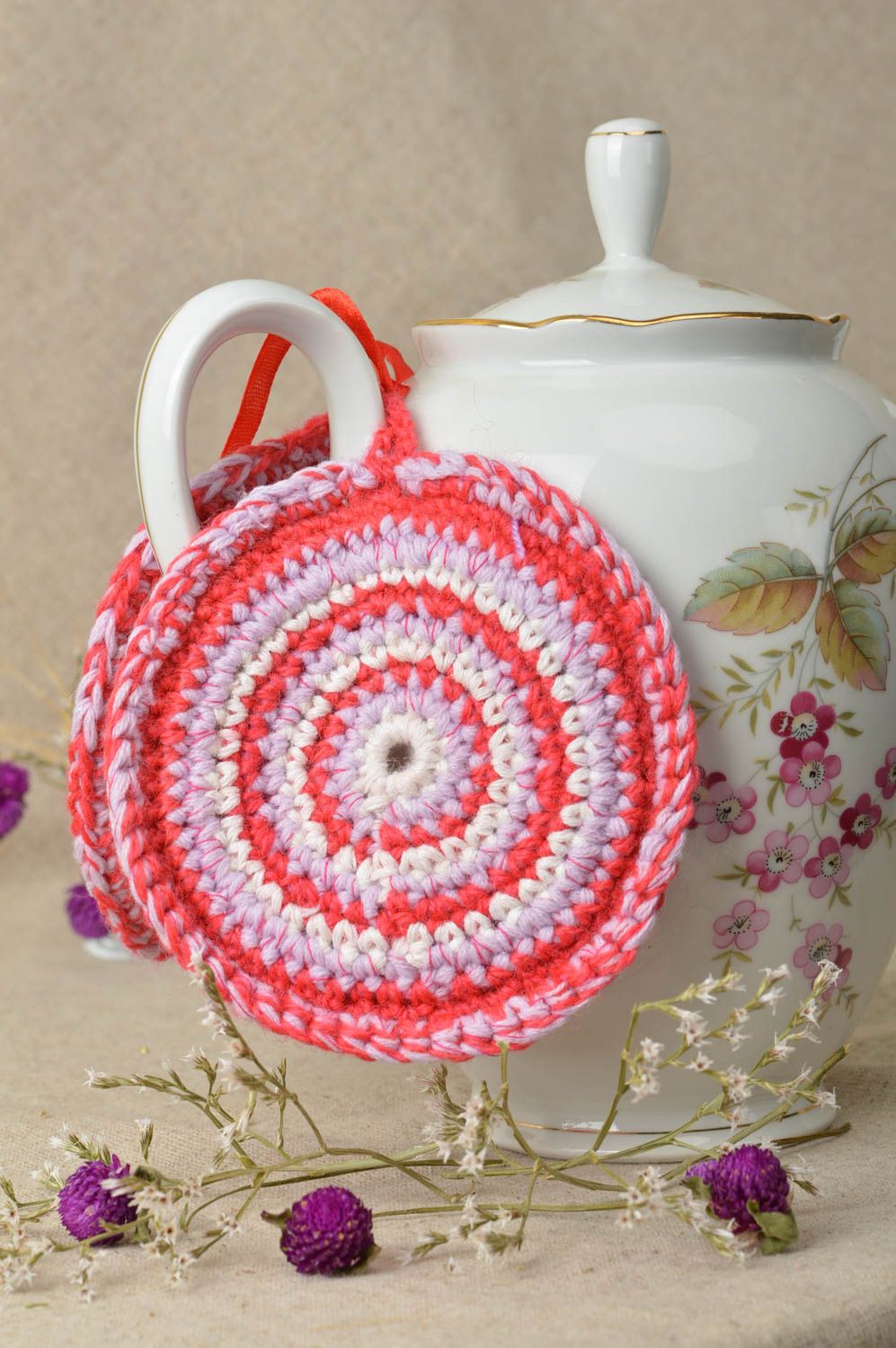 Stylish handmade crochet pot holder home textiles kitchen supplies gift ideas photo 1