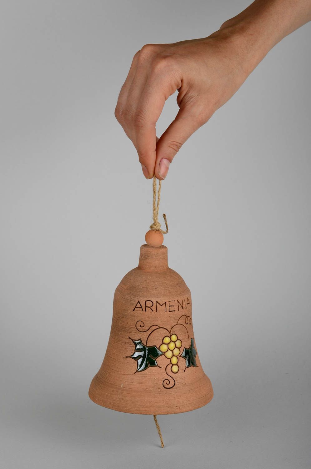 Campana artesanal de arcilla con dibujo decoración de casa regalo original foto 5