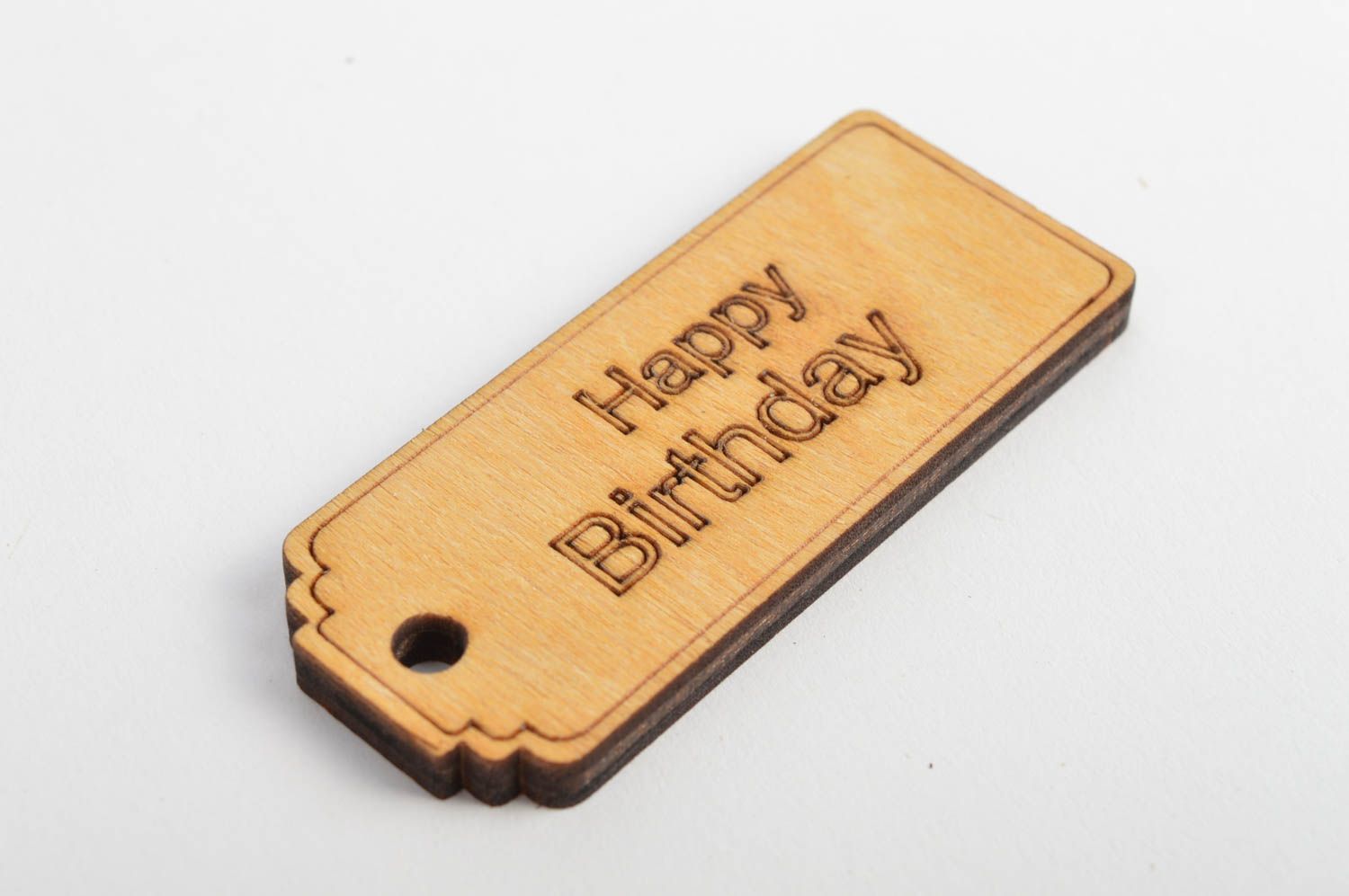 Set de petites étiquettes en bois Happy Birthday faites main contreplaqué 5 pcs photo 2