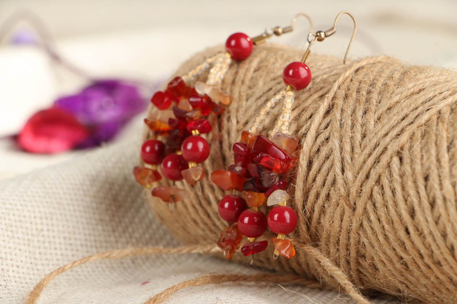 Earrings made ​​of natural stones and beads photo 3